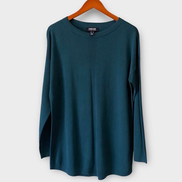 Lands' End Other - Lands’ End Mens Crewneck Sweater Medium Teal Blue Green Cotton Modal Lightweight